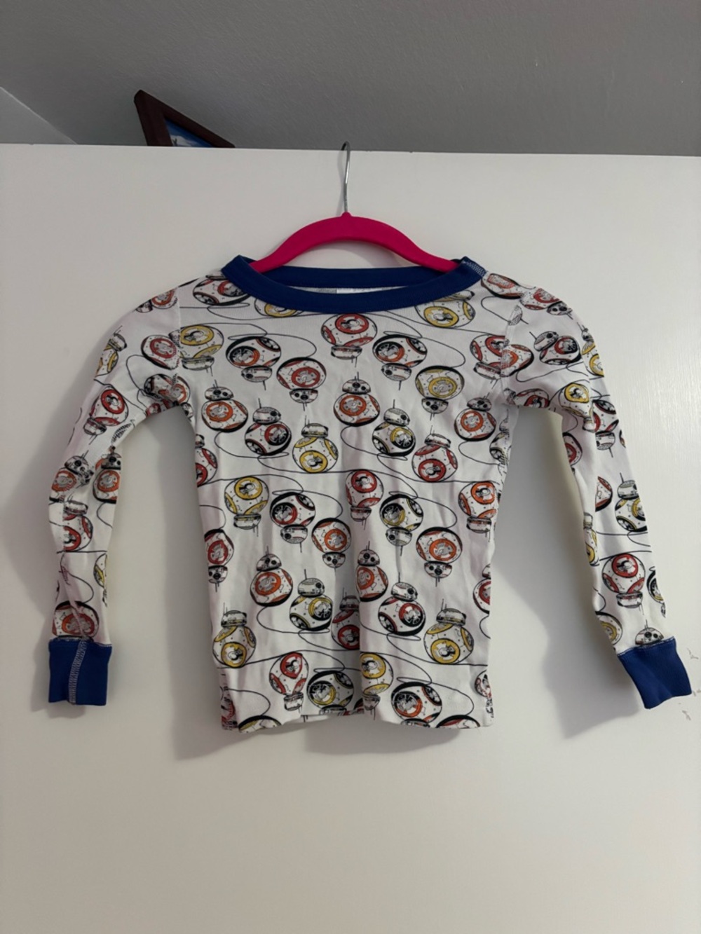 Star Wars White BB-8 Print Long Sleeve Tee with Blue Trim